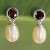 Hand Crafted Garnet and Cultured Pearl Earrings 'Halo Light'