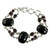 Onyx Link Bracelet with Garnet and Sterling Silver  'Exotic Drama'