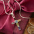 Handmade Multigem Cross Sterling Silver Religious Choker 'Colorful Cross'