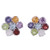 Hand Crafted Floral Sterling Silver Button Multigem Earrings 'Flowers' Hand Crafted Floral Sterling Silver Button Multigem Earrings 'Flowers'