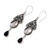 Quartz and Onyx Silver Dangle Earrings 'Queen of Jaipur'