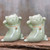 Thai Celadon Ceramic Sculptures (Pair) 'Good Luck Cats' Thai Celadon Ceramic Sculptures (Pair) 'Good Luck Cats'
