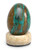 Hand Crafted Chrysocolla Egg Sculpture and Calcite Base 'Green Sea' Hand Crafted Chrysocolla Egg Sculpture and Calcite Base 'Green Sea'