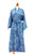Artisan Crafted Long Batik Cotton Robe for Women 'Blue Forest'
