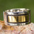 Men's Taxco Silver and Gold Accent Band Ring 'Structures' Men's Taxco Silver and Gold Accent Band Ring 'Structures'