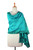 Cotton Silk Blend Wrap Patterned Shawl 'Turquoise Bihar'