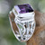 Men's Sterling Silver and Amethyst Ring 'Wisdom Warrior' Men's Sterling Silver and Amethyst Ring 'Wisdom Warrior'