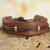 Men's Handcrafted Leather Wristband Bracelet 'Stand Alone in Brown' Men's Handcrafted Leather Wristband Bracelet 'Stand Alone in Brown'