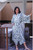 Women's Floral Silk Robe with Blue Tropical Flowers  'Blue Hibiscus Haven'