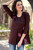 Artisan Crafted Cotton Embellished Solid Tunic Top 'Coffee Rose'