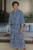 Men's Batik Robe from Indonesia 'Navy Blue Nebula' Men's Batik Robe from Indonesia 'Navy Blue Nebula'