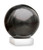 Black Onyx Sphere Sculpture on White Calcite Base 'Night World' Black Onyx Sphere Sculpture on White Calcite Base 'Night World'