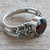 Garnet and Sterling Silver Flower Ring 'Crimson Frangipani'