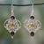 Indian Sterling Silver Earrings with Smoky Quartz & Citrine 'Dusk Arabesque'