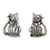 Cat Theme Hand Crafted Sterling Silver Button Earrings 'Contented Kittens' Cat Theme Hand Crafted Sterling Silver Button Earrings 'Contented Kittens'