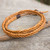 Golden Brown Leather Braid Wrap Bracelet for Men 'Double Hug' Golden Brown Leather Braid Wrap Bracelet for Men 'Double Hug'