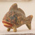 Artisan Crafted Ceramic Ocarina Fish Shaped Vessel Flute 'Blue Red Beige Fish'