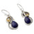 Silver and Lapis Lazuli Earrings with Faceted Citrine 'Two Teardrops' Silver and Lapis Lazuli Earrings with Faceted Citrine 'Two Teardrops'