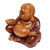 Acacia Wood Joyful Buddha Sculpture Carved by Hand in Bali 'Buddha Laughs'