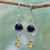 Lapis Lazuli and Citrine Sterling Silver Dangle Earrings 'Drops of Sun' Lapis Lazuli and Citrine Sterling Silver Dangle Earrings 'Drops of Sun'