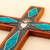 Chrysocolla Copper Bronze Wood Cross Wall Decor from Peru 'Chrysocolla Cross' Chrysocolla Copper Bronze Wood Cross Wall Decor from Peru 'Chrysocolla Cross'