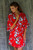 Floral Rayon Robe in Candy Apple and Ivory from Indonesia 'Holy Jasmine' Floral Rayon Robe in Candy Apple and Ivory from Indonesia 'Holy Jasmine'