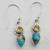 Citrine and Composite Turquoise Dangle Earrings from India 'Watery Allure' Citrine and Composite Turquoise Dangle Earrings from India 'Watery Allure'