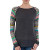 Dark Grey Long Sweater with Star Pattern Multicolor Sleeves 'Andean Star in Charcoal' Dark Grey Long Sweater with Star Pattern Multicolor Sleeves 'Andean Star in Charcoal'