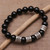Onyx and 925 Silver Beaded Stretch Bracelet from Bali 'Shrine Shadow' Onyx and 925 Silver Beaded Stretch Bracelet from Bali 'Shrine Shadow'