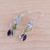 Blue Topaz Peridot Amethyst Sterling Silver Dangle Earrings 'Shimmering Alliance'