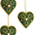 Four Heart-Shaped Beaded Ornaments in Green from India 'Green Hearts' Four Heart-Shaped Beaded Ornaments in Green from India 'Green Hearts'