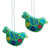 2 Caribbean Blue Ceramic Handcrafted and Painted Ornaments 'Blue Floral Dove' 2 Caribbean Blue Ceramic Handcrafted and Painted Ornaments 'Blue Floral Dove'