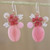 Handmade Pink Quartz Beaded Dangle Earrings from Thailand 'Blossom Blush'