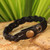 Men's Artisan Crafted Leather Wristband Bracelet 'Three Dark Rivers' Men's Artisan Crafted Leather Wristband Bracelet 'Three Dark Rivers'