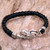 Men's Leather and Sterling Silver Snake Bracelet 'Cobra'