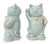 Celadon Ceramic Sculptures (Pair) 'Charming Good Luck Cats' Celadon Ceramic Sculptures (Pair) 'Charming Good Luck Cats'