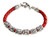 Indonesian Sterling Silver and Leather Bracelet 'Lucky Dragonfly in Red' Indonesian Sterling Silver and Leather Bracelet 'Lucky Dragonfly in Red'