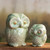 Celadon Ceramic Figurines from Thailand (pair) 'Little Light Green Owls'