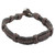 Fine Silver and Leather Braided Wristband Bracelet in Brown 'Casual Style'