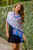 Blue Batik Silk Shawl 'Sapphire Mums' Blue Batik Silk Shawl 'Sapphire Mums'