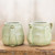 Celadon Ceramic Mugs (Pair) 'Elephant Greeting'