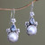 Sterling Silver Pearl and Blue Topaz Earrings from Bali 'Frangipani Trio'