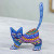 Mexican Alebrije Cat Sculpture 'Playful Blue Kitten'