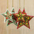 Red and Yellow Floral Star Ornaments from India (Set of 4) 'Holiday Bouquet' Red and Yellow Floral Star Ornaments from India (Set of 4) 'Holiday Bouquet'