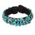 Turquoise Color Bead Bracelet on Brown Crocheted Cords 'Sky Blue Day'