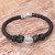Sterling Silver Leather Cuff Bracelet in Black Indonesia 'Bali Dream' Sterling Silver Leather Cuff Bracelet in Black Indonesia 'Bali Dream'