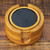 Set of 6 Black Agate and Cedar Wood Coasters with Stand 'Nocturnal Wisdom' Set of 6 Black Agate and Cedar Wood Coasters with Stand 'Nocturnal Wisdom'