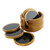 Set of 6 Black Agate and Cedar Wood Coasters with Stand 'Nocturnal Wisdom' Set of 6 Black Agate and Cedar Wood Coasters with Stand 'Nocturnal Wisdom'