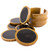Set of 6 Black Agate and Cedar Wood Coasters with Stand 'Nocturnal Wisdom' Set of 6 Black Agate and Cedar Wood Coasters with Stand 'Nocturnal Wisdom'