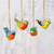 Four Colorful Papier Mache Bird Ornaments from India 'Chirping Sparrows' Four Colorful Papier Mache Bird Ornaments from India 'Chirping Sparrows'